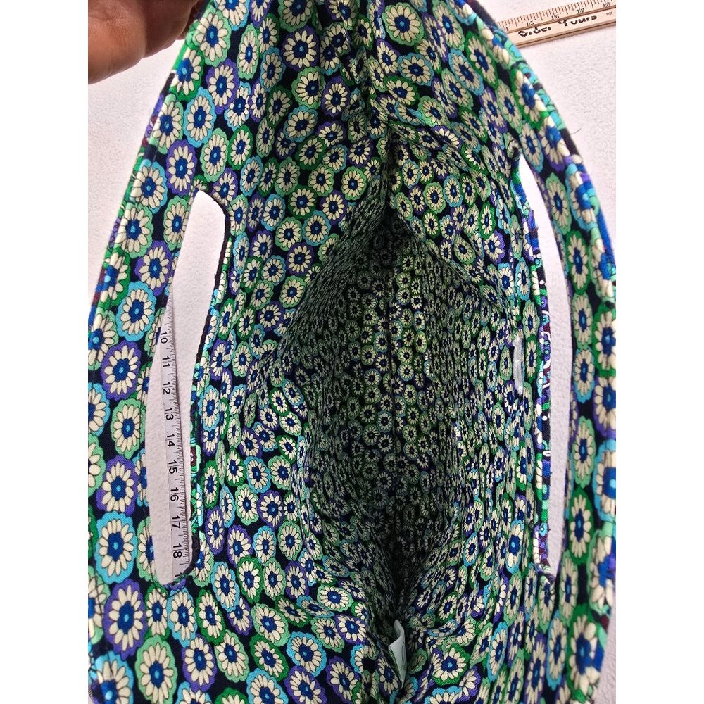 Vera Bradley Cotton Floral Crossbody Bag With Cutout Handle Blue Green - Picture 4 of 5